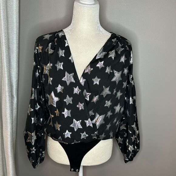 Lovers + Friends metallic star black bodysuit size XS - Picture 5 of 11